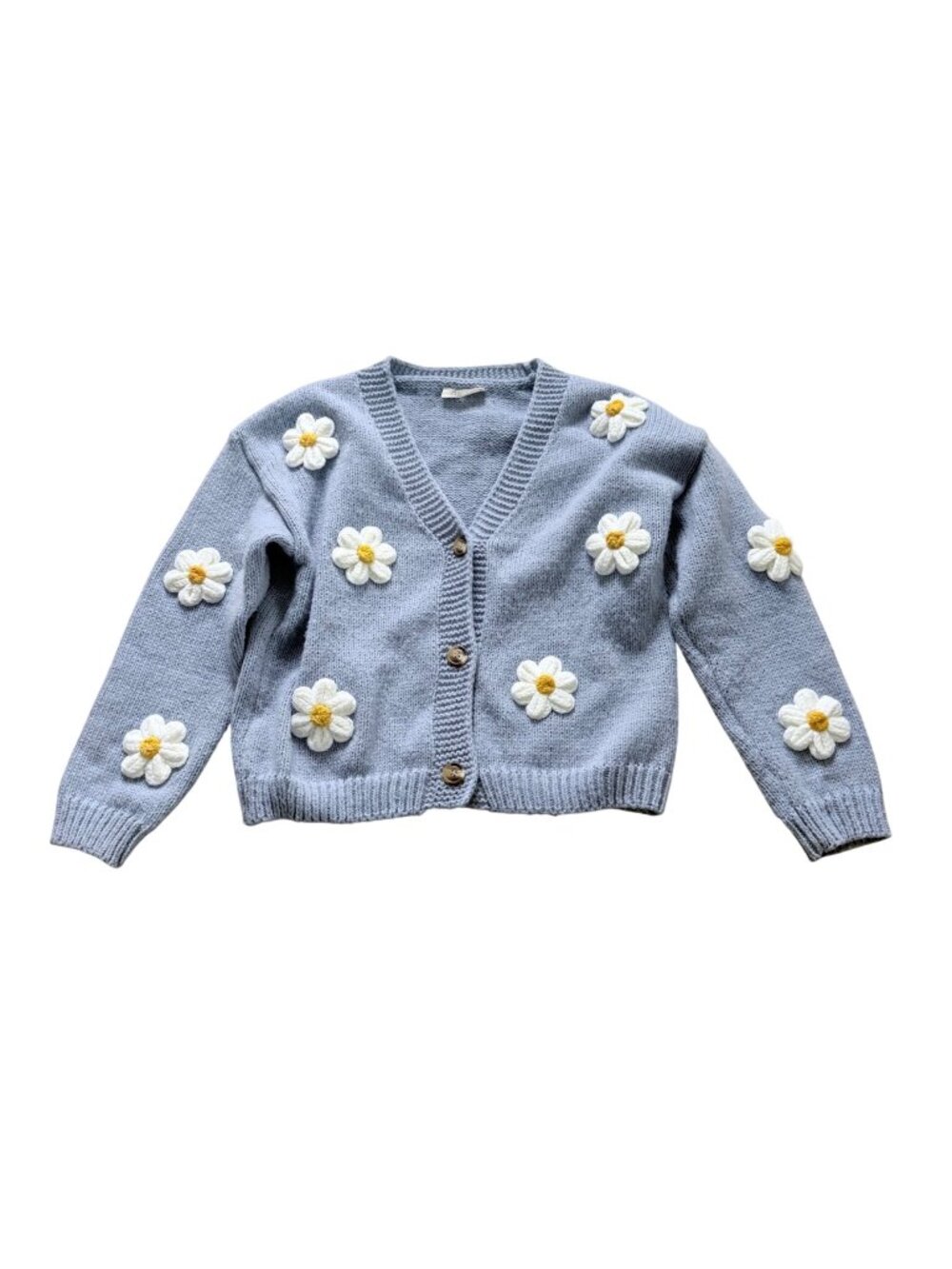 Doe and Rae Women's Cropped Cardigan Sz M Floral Applique V-Neck Y2K Cottagecore